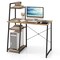 Costway Home Office Desk with Bookshelf Host Stand Metal Frame Study Writing Desk